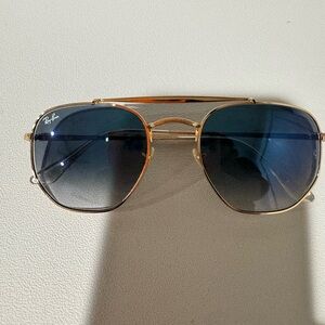 Ray-Ban Gold Frame Sunglasses with Blue Gradient Lenses